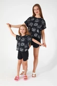 ARNETTA KISA KOLLU PAMUKLU LIZ ÇOCUK ŞORT TAKIM SİYAH thumbnail 2