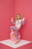 Pijamood 4160 Lila  Polar Uzun Kollu Kız Çocuk Pijama Takımı - 3