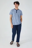 Arnetta İndigo Renk Erkek Kısa Kollu Pijama Takımı - 2