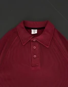 Yakalı Patlı Kısa Kol T-shirt - Bordo thumbnail 4