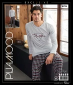 Pijamood 8795 Gri Pamuklu Erkek Pijama Takımı - 1