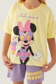 Minnie Mouse 4888 Pamuklu Kısa Kollu Kız Çocuk Şort Takım SARI - 3