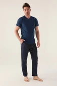 Arnetta 3014 Pamuklu Kısa Kollu Erkek Pijama Takımı İNDİGO - 1