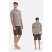 Eros 33092 Pamuklu Kısa Kollu Erkek Şortlu Pijama Takımı YEŞİL thumbnail 2