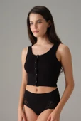 Doreanse 9104 Kadın Siyah ÇıtÇıt Detaylı Crop Atlet SİYAH thumbnail 1
