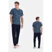 Eros 33050 Pamuklu Erkek Kısa Kollu Pijama Takımı MAVİ - 2