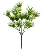 Yapay Çiçek Plastik Demet Yeşil Beyaz Mini Sıkas Demeti Garnitür Aradal Dekoratif Yapay Bitki thumbnail 1