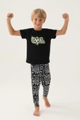 Roly Poly 3344 Pamuklu Kısa Kollu Erkek Çocuk Pijama Takımı SİYAH - 1