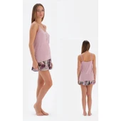 Eros 33502 Pamuklu İp Askılı Kadın Şortlu Pijama Takımı LİLA thumbnail 2