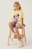 Minnie Mouse 4888 Pamuklu Kısa Kollu Kız Çocuk Şort Takım SARI - 2