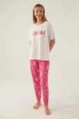 Barbie 1704 Pamuklu Anne Kız Kısa Kollu Kadın Pijama Takımı Beyaz thumbnail 1