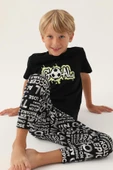 Roly Poly 3344 Pamuklu Kısa Kollu Erkek Çocuk Pijama Takımı SİYAH - 2