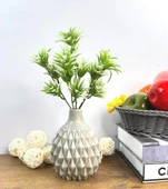 Yapay Çiçek Plastik Demet Yeşil Beyaz Mini Sıkas Demeti Garnitür Aradal Dekoratif Yapay Bitki thumbnail 4