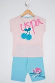 Us Polo 871 Açık Pembe Renk Kız Çocuk Kapri Takım thumbnail 1