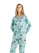 Blackspade 51662 Dokuma Uzun Kollu Kadın Gömlek Pijama Takımı Mint - 4