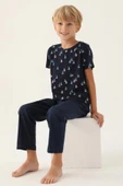 Arnetta 2992 Pamuklul Baba Oğul Kısa Kolu Erkek Garson Pijama Takımı LACİVERT - 4