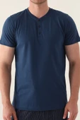 Arnetta 3014 Pamuklu Kısa Kollu Erkek Pijama Takımı İNDİGO - 3
