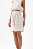 İki Kız Crinkle Bermuda Şort KREM thumbnail 2
