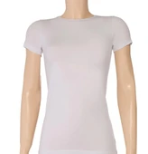 Yıldız 2140 Beyaz Likralı Yuvarlak Yaka Kısa Kollu Kadın T-Shirt - 2