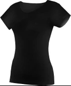 Yıldız 2141 Siyah Likralı Yuvarlak Yaka Kısa Kollu Kadın T-Shirt - 1