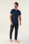 Arnetta 3014 Pamuklu Kısa Kollu Erkek Pijama Takımı İNDİGO - 2