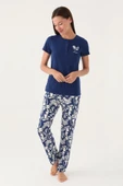 Pierre Cardin 8810 Kısa Kollu Patlı Kadın Pijama Takımı LACİVERT thumbnail 1