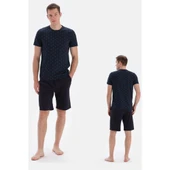 Eros 33022 Pamuklu Kısa Kollu Erkek Şortlu Pijama Takımı LACİVERT - 2