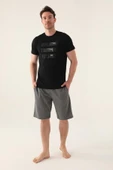 Arnetta 3000 Pamuklu Kısa Kollu Erkek Bermuda Takım SİYAH thumbnail 2