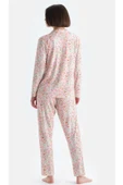 Eros 33518 Pamuklu Gömlek Yaka Önden Düğmeli Uzun Kollu Kadın Pijama Takımı PEMBE - 2