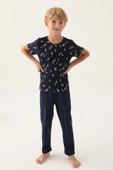 Arnetta 2992 Pamuklul Baba Oğul Kısa Kolu Erkek Garson Pijama Takımı LACİVERT - 2
