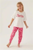 Barbie 1704 Pamuklu Anne Kız Kısa Kollu Kız Çocuk Pijama Takımı PEMBE thumbnail 1