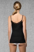Doreanse 9310 Kadın Modal Çift Taraflı Giyilebilir Dantelli İp Askılı Atlet SİYAH thumbnail 2