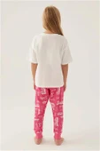 Barbie 1704 Pamuklu Anne Kız Kısa Kollu Kız Çocuk Pijama Takımı PEMBE thumbnail 5