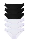 6 adet Eko Set Likralı Kadın Slip Külot Siyah Beyaz thumbnail 1