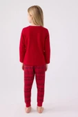 Arnetta 3106 Pamuklu Anne Kız Uzun Kollu Garson Kız Çocuk Pijama Takım KIRMIZI thumbnail 10
