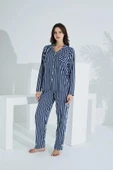 Etoile Ekstra yumuşak Kumaş Uzun Kol Pijama Takımı 98221 Lacivert thumbnail 1