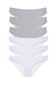 6 adet Süper Eko Set Likralı Kadın Slip Külot Gri Beyaz thumbnail 1
