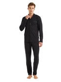 Blackspade 40571 Modal Uzun Kollu Önden Düğmeli Erkek Pijama Takımı SİYAH thumbnail 1