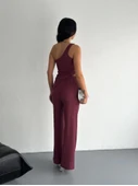 Asimetrik Crop Pantalon Ikili Takım - Gül Kurusu thumbnail 2