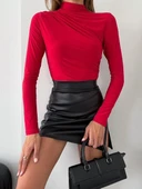 Kadın Uzun Kollu Omuz Büzgü Detay Vanezia Kumaş Bluz thumbnail 3