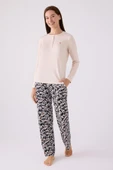 Arnetta 3113 Uzun Kollu Kadın Pijama Takımı BEJ thumbnail 1