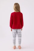 Arnetta 3052 Pamuklu Anne Kız Uzun Kollu Kız Çocuk Pijama Takımı KIRMIZI thumbnail 10