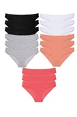 15 adet Süper Eko Set Likralı Kadın Slip Külot Siyah Ten Gri Beyaz Fuşya thumbnail 1