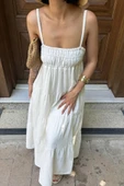 Ekru Askılı Parçalı Müslin Elbise thumbnail 4