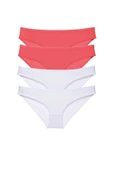 4 adet Eko Set Likralı Kadın Slip Külot Fuşya Beyaz thumbnail 1