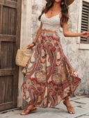 Kadın Yüksek Bel Beli Lastikli Desenli Geniş Paçalı Süprem Pantolon thumbnail 6