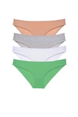 4 adet Süper Eko Set Likralı Kadın Slip Külot Ten Gri Beyaz Yeşil thumbnail 1