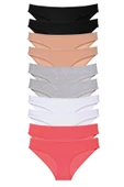 10 adet Süper Eko Set Likralı Kadın Slip Külot Siyah Ten Gri Beyaz Fuşya thumbnail 1
