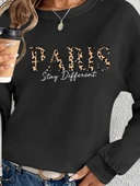 Kadın Uzun Kollu Bisiklet Yaka Desenli Viskon Iki Iplik Bluz thumbnail 2