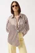 Çizgili Saten Gömlek thumbnail 3